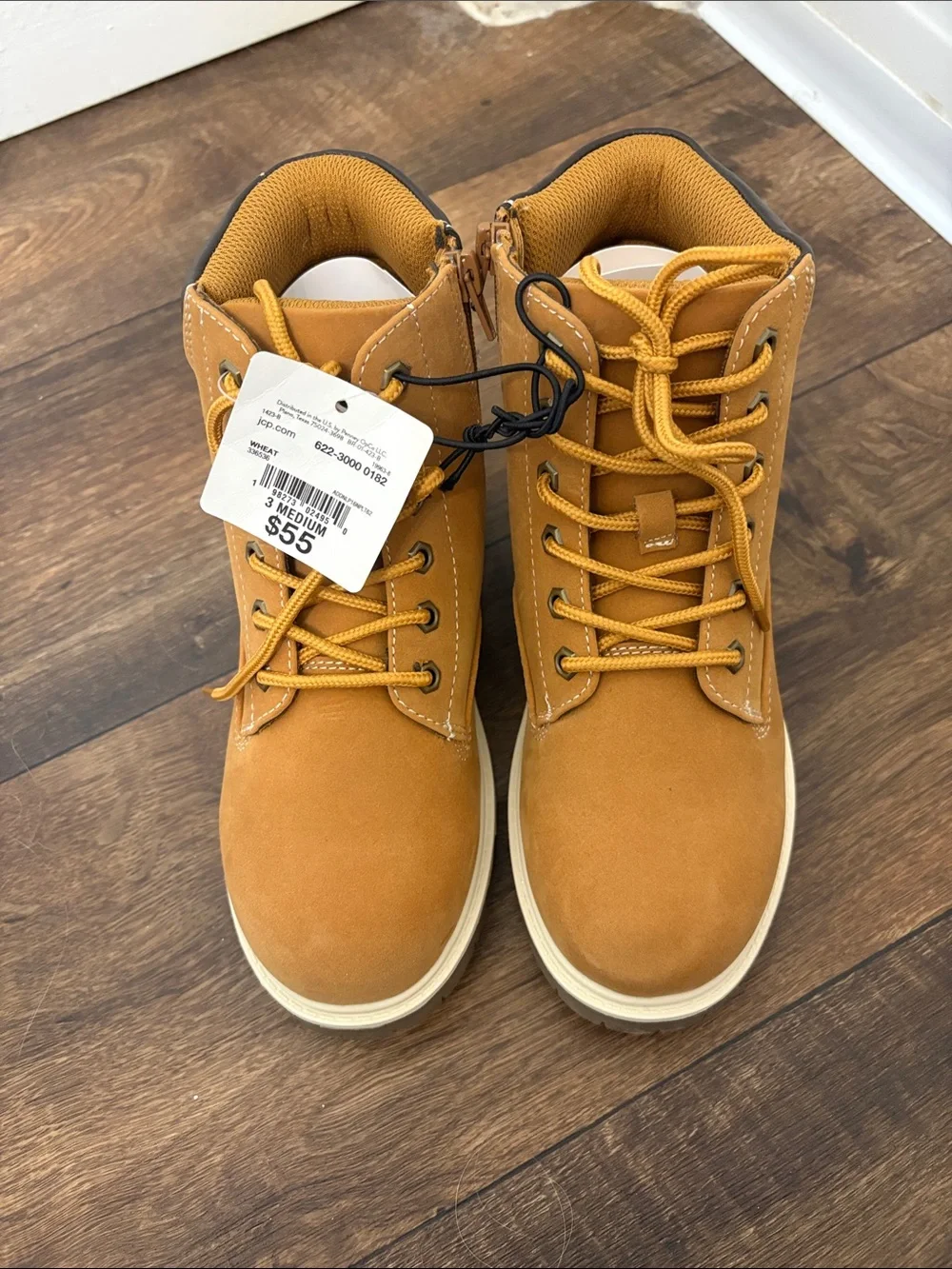 NWT Thereabouts Honey Tan Lace-Up Side Zipper Ankle Boots Size 3